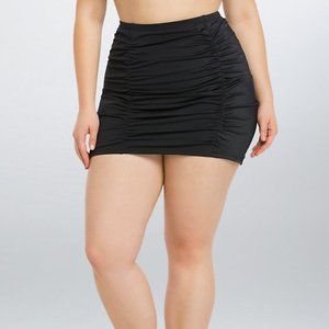 high waist ruched swim skirt